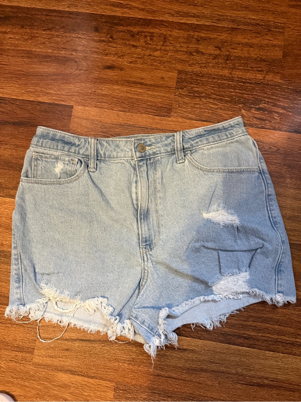 Hollister Light Blue Distressed Denim Cutoff Shorts